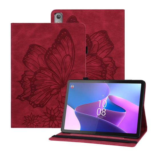 For Lenovo Tab P12 / Xiaoxin Pad Pro 12.7 Big Butterfly Embossed Leather Tablet Case(Red) - Lenovo by PMC Jewellery | Online Shopping South Africa | PMC Jewellery | Buy Now Pay Later Mobicred