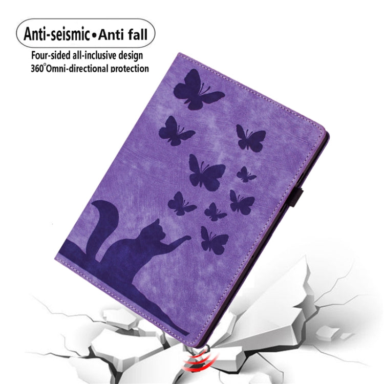 For iPad Pro 13 2024 Butterfly Cat Embossing Leather Tablet Case(Purple) - iPad Pro 13 2024 Cases by PMC TechLife | Online Shopping South Africa | PMC TechLife | Buy Now Pay Later Mobicred