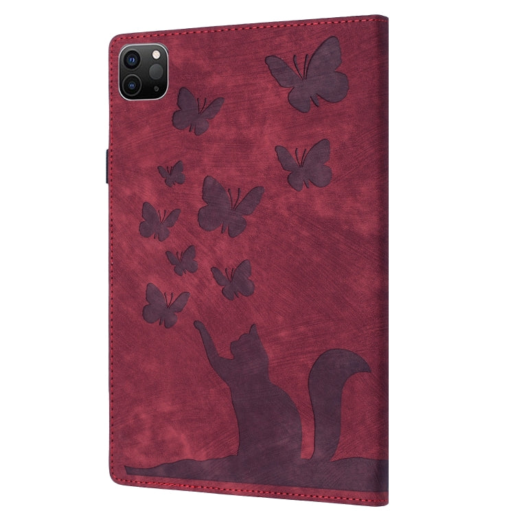 For iPad Pro 13 2024 Butterfly Cat Embossing Leather Tablet Case(Red) - iPad Pro 13 2024 Cases by PMC TechLife | Online Shopping South Africa | PMC TechLife | Buy Now Pay Later Mobicred