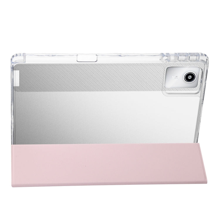 For Lenovo Tab M11 /Xiaoxin Pad 11 2024 Clear Acrylic 3-Fold Leather Tablet Case(Pink) - Lenovo by PMC Jewellery | Online Shopping South Africa | PMC Jewellery | Buy Now Pay Later Mobicred