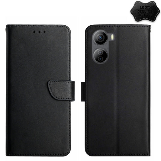 For ZTE Libero 5G IV HT02 Genuine Leather Fingerprint-proof Flip Phone Case(Black) - ZTE Cases by PMC Jewellery | Online Shopping South Africa | PMC Jewellery | Buy Now Pay Later Mobicred