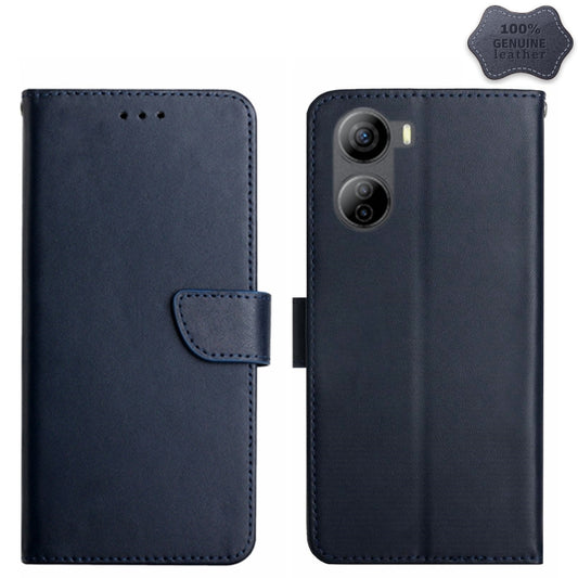 For ZTE Libero 5G IV HT02 Genuine Leather Fingerprint-proof Flip Phone Case(Blue) - ZTE Cases by PMC Jewellery | Online Shopping South Africa | PMC Jewellery | Buy Now Pay Later Mobicred