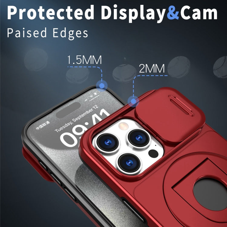 For iPhone 14 Pro Camshield MagSafe Ring Holder Armor Phone Case(Red) - iPhone 14 Pro Cases by PMC TechLife | Online Shopping South Africa | PMC TechLife | Buy Now Pay Later Mobicred