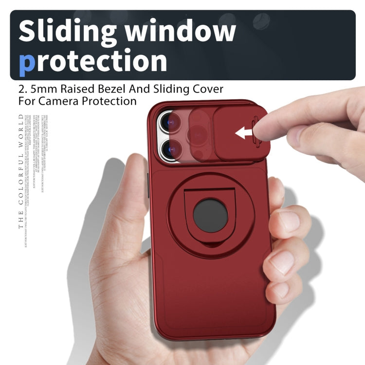 For iPhone 14 Pro Camshield MagSafe Ring Holder Armor Phone Case(Red) - iPhone 14 Pro Cases by PMC TechLife | Online Shopping South Africa | PMC TechLife | Buy Now Pay Later Mobicred