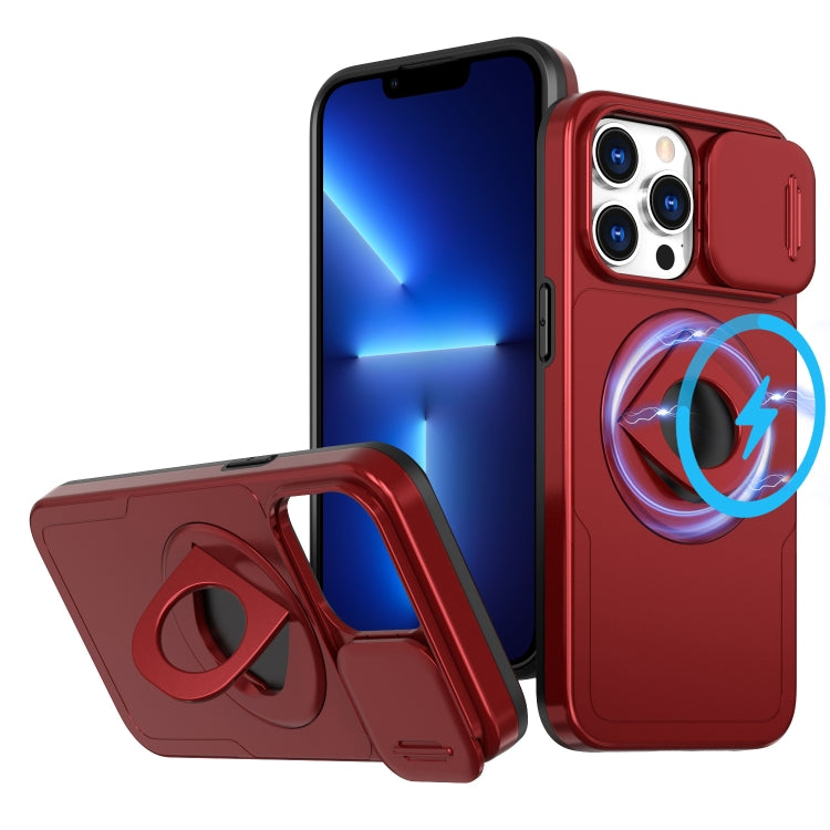 For iPhone 13 Pro Max Camshield MagSafe Ring Holder Armor Phone Case(Red) - iPhone 13 Pro Max Cases by PMC Jewellery | Online Shopping South Africa | PMC Jewellery