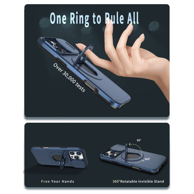 For iPhone 16 Pro Max Camshield MagSafe Ring Holder Armor Phone Case(Blue) - iPhone 16 Pro Max Cases by PMC TechLife | Online Shopping South Africa | PMC TechLife | Buy Now Pay Later Mobicred