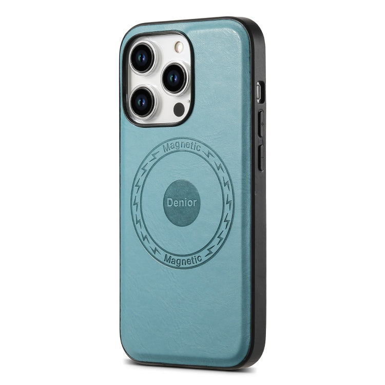 For iPhone 15 Plus Denior Cowhide Texture Leather MagSafe Phone Case(Blue) - free shipping - PMC TechLife - Order now!