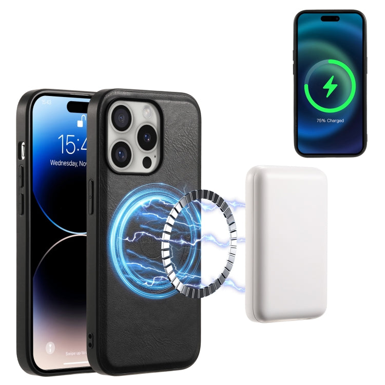 For iPhone 16 Pro Denior Cowhide Texture Leather MagSafe Phone Case(Black) - iPhone 16 Pro Cases by Denior | Online Shopping South Africa | PMC TechLife | Buy Now Pay Later Mobicred