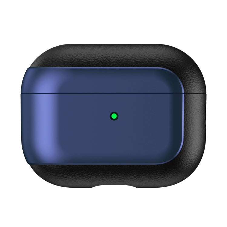 For AirPods Pro 2 Electroplated Leather Texture Wireless Earphones Protective Case(Navy Blue) - For AirPods Pro 2 by PMC Jewellery | Online Shopping South Africa | PMC Jewellery | Buy Now Pay Later Mobicred