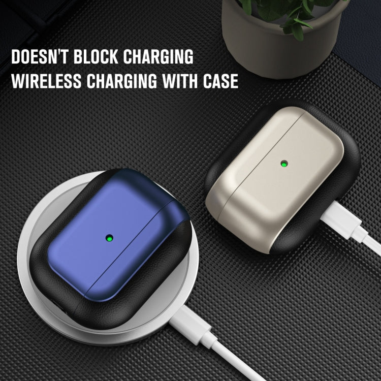 For AirPods 3 Electroplated Leather Texture Wireless Earphones Protective Case(Silver) - free shipping - PMC Jewellery - Order now!