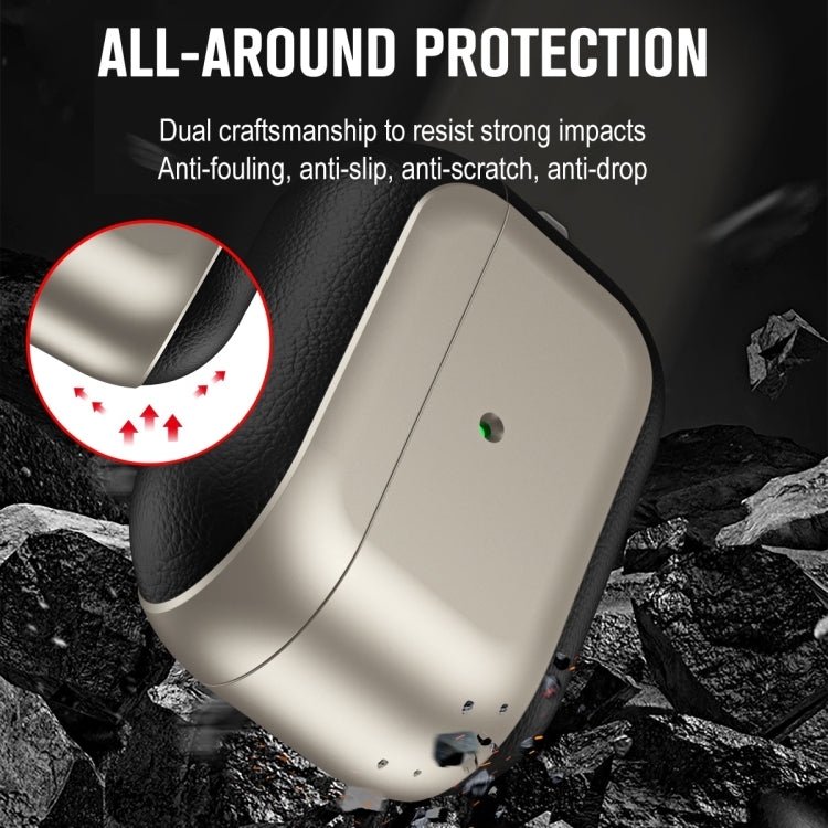 For AirPods 3 Electroplated Leather Texture Wireless Earphones Protective Case(Silver) - free shipping - PMC Jewellery - Order now!