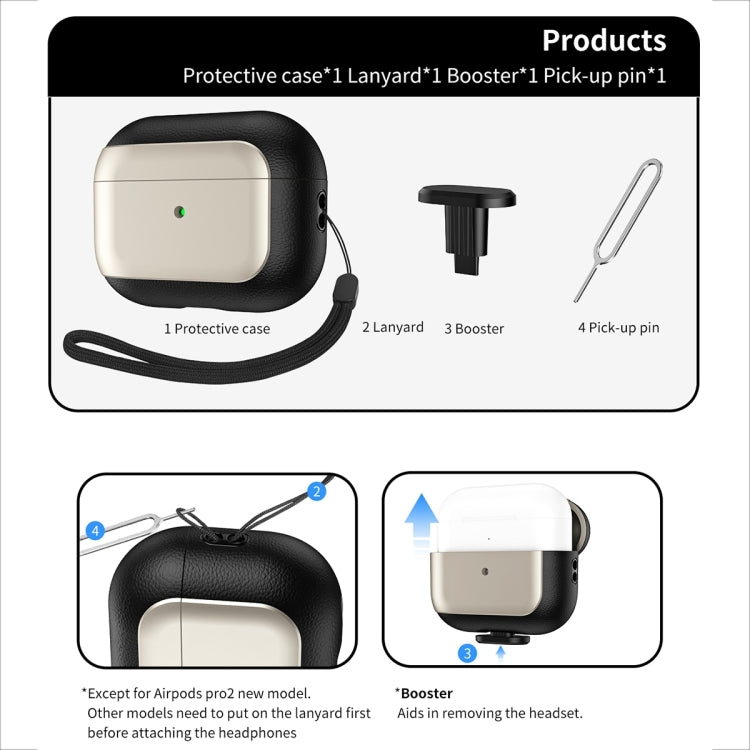 For AirPods Pro Electroplated Leather Texture Wireless Earphones Protective Case(Silver) - For AirPods Pro by PMC Jewellery | Online Shopping South Africa | PMC Jewellery | Buy Now Pay Later Mobicred