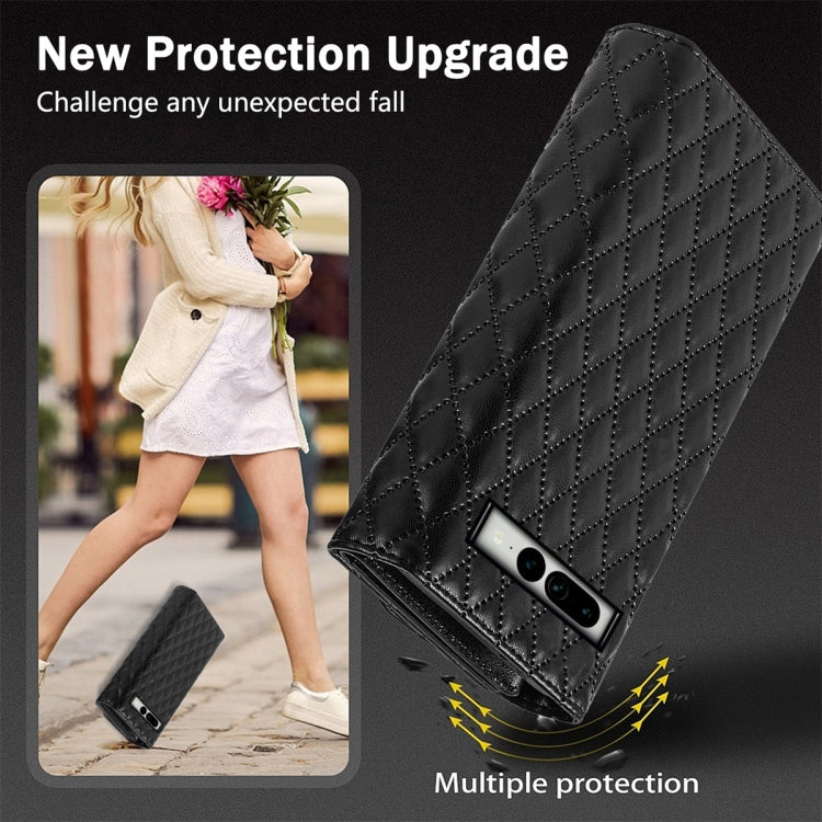 For Google Pixel 6 Zipper Multi-Card Wallet Rhombic Leather Phone Case(Black) - Google Cases by PMC TechLife | Online Shopping South Africa | PMC TechLife | Buy Now Pay Later Mobicred