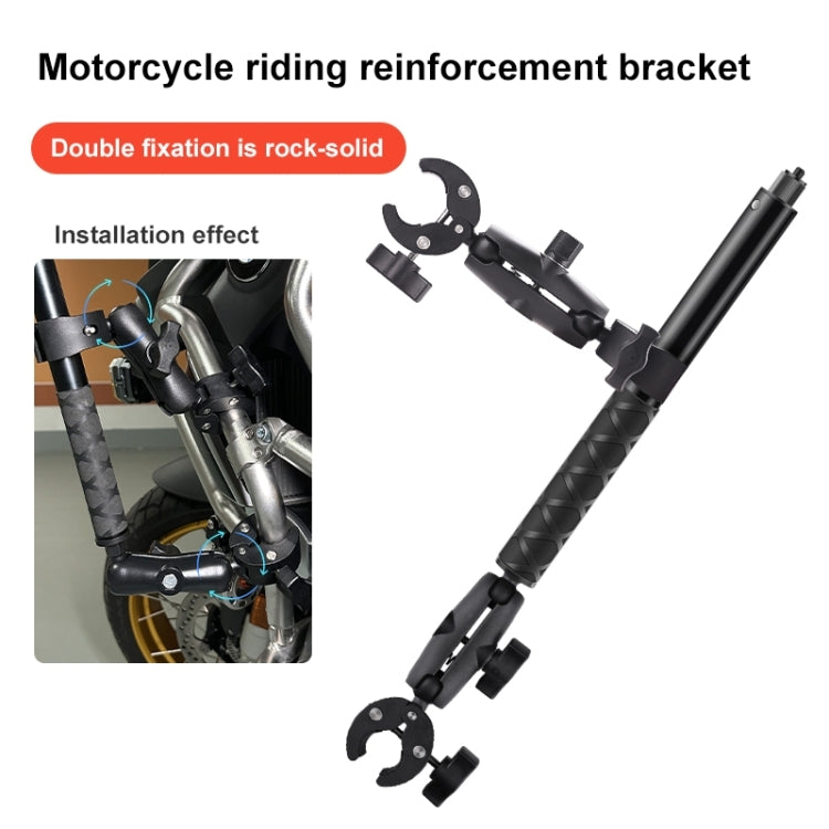 Double Dual-heads Crabs Motorcycle Clamps Handlebar Fixed Mount 3-stage Telescopic Selfie Stick - Holder by PMC TechLife | Online Shopping South Africa | PMC TechLife