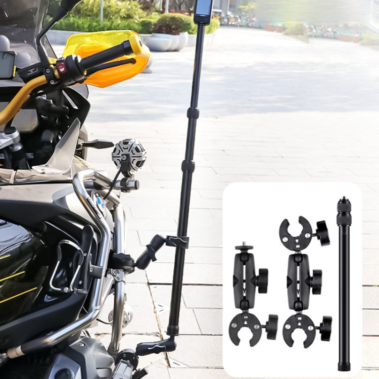 Dual-heads Crab & Single Heads Motorcycle Clamps Handlebar Fixed Mount 3-stage Telescopic Selfie Stick - Holder by PMC Jewellery | Online Shopping South Africa | PMC Jewellery