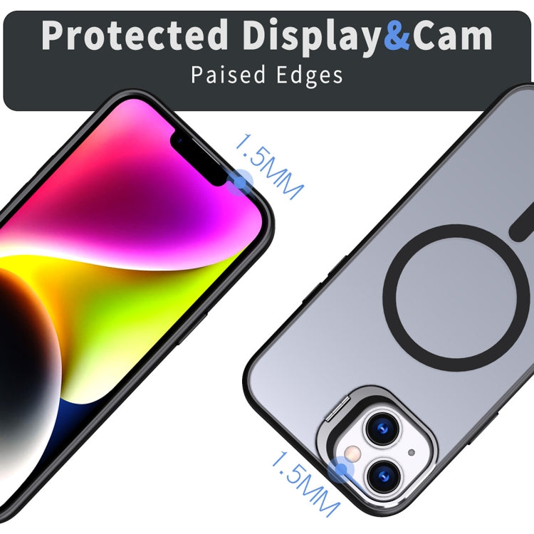 For iPhone 15 Metal Invisible Camera Holder MagSafe Magnetic Phone Case(Black) - iPhone 15 Cases by PMC TechLife | Online Shopping South Africa | PMC TechLife