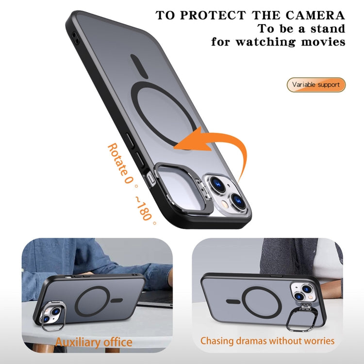 For iPhone 15 Metal Invisible Camera Holder MagSafe Magnetic Phone Case(Black) - iPhone 15 Cases by PMC TechLife | Online Shopping South Africa | PMC TechLife