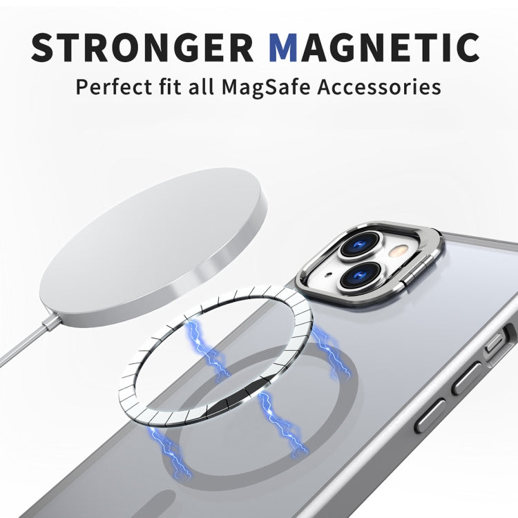 For iPhone 15 Metal Invisible Camera Holder MagSafe Magnetic Phone Case(Grey) - iPhone 15 Cases by PMC Jewellery | Online Shopping South Africa | PMC Jewellery