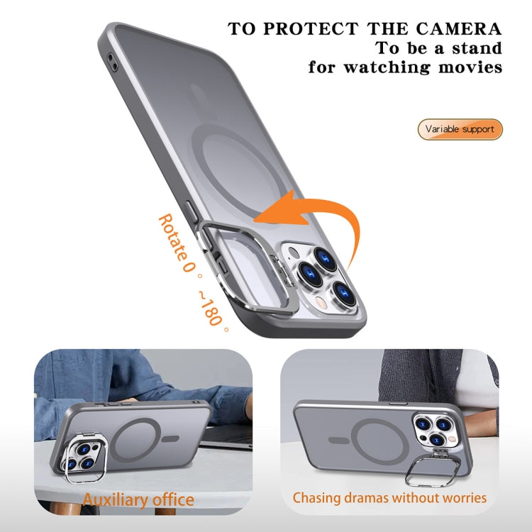 For iPhone 14 Pro Max Metal Invisible Camera Holder MagSafe Magnetic Phone Case(Grey) - iPhone 14 Pro Max Cases by PMC TechLife | Online Shopping South Africa | PMC TechLife