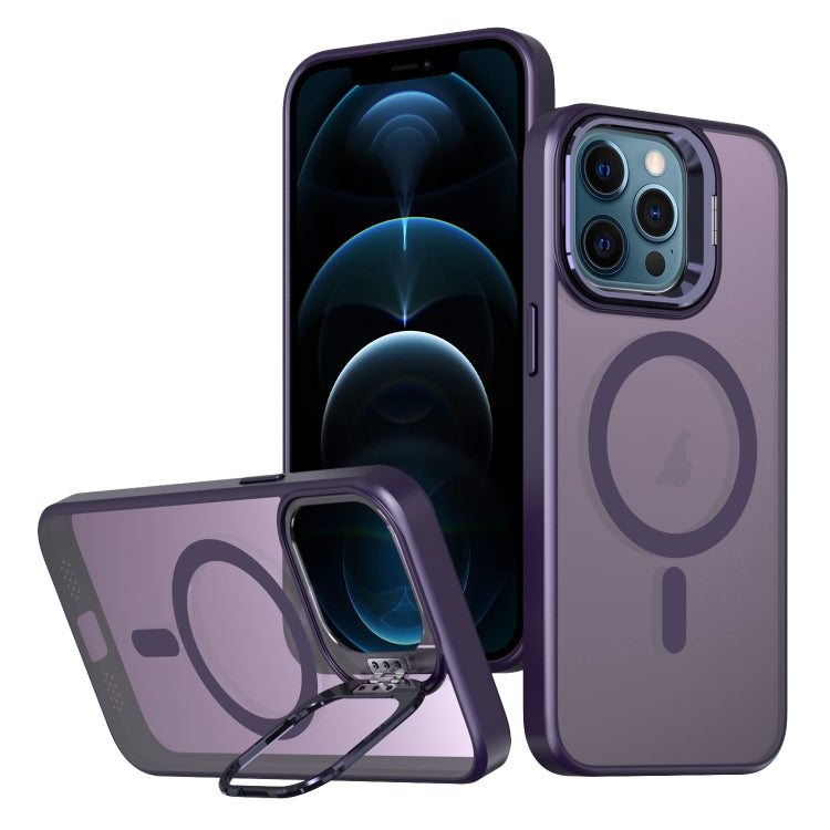 For iPhone 12 Pro Max Metal Invisible Camera Holder MagSafe Magnetic Phone Case(Purple) - iPhone 12 Pro Max Cases by PMC Jewellery | Online Shopping South Africa | PMC Jewellery