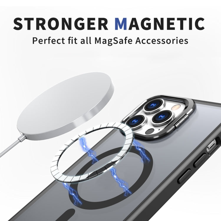 For iPhone 11 Pro Metal Invisible Camera Holder MagSafe Magnetic Phone Case(Black) - iPhone 11 Pro Cases by PMC TechLife | Online Shopping South Africa | PMC TechLife | Buy Now Pay Later Mobicred