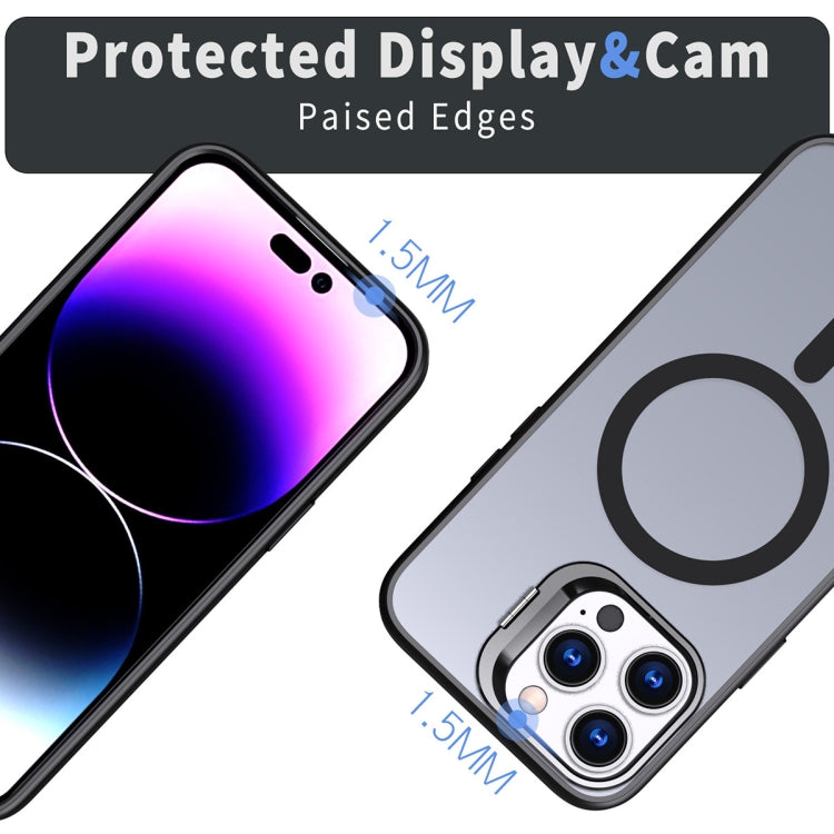 For iPhone 11 Pro Metal Invisible Camera Holder MagSafe Magnetic Phone Case(Black) - iPhone 11 Pro Cases by PMC TechLife | Online Shopping South Africa | PMC TechLife | Buy Now Pay Later Mobicred