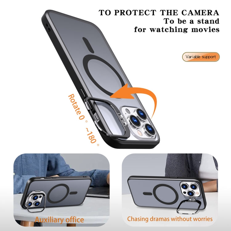 For iPhone 11 Pro Metal Invisible Camera Holder MagSafe Magnetic Phone Case(Black) - iPhone 11 Pro Cases by PMC TechLife | Online Shopping South Africa | PMC TechLife | Buy Now Pay Later Mobicred