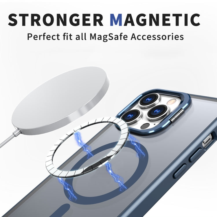 For iPhone 11 Pro Metal Invisible Camera Holder MagSafe Magnetic Phone Case(Blue) - iPhone 11 Pro Cases by PMC Jewellery | Online Shopping South Africa | PMC Jewellery