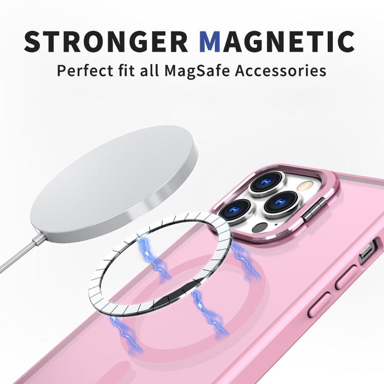 For iPhone 11 Pro Max Metal Invisible Camera Holder MagSafe Magnetic Phone Case(Pink) - iPhone 11 Pro Max Cases by PMC TechLife | Online Shopping South Africa | PMC TechLife