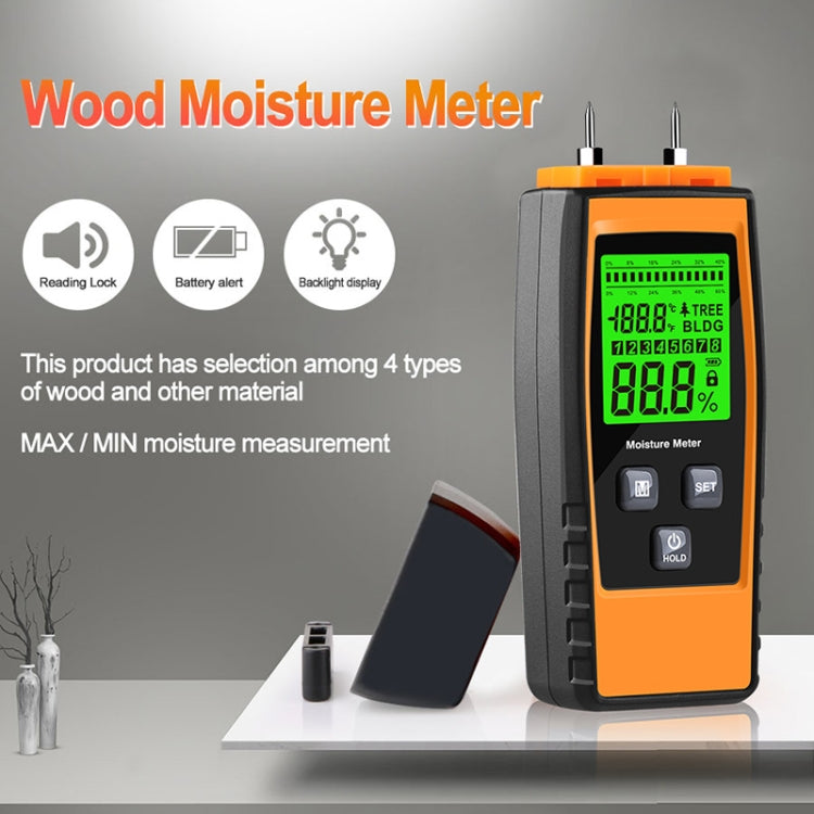 RZ862 Detachable Probe Wood Moisture Tester(Orange) - PH & Moisture Meter by PMC Jewellery | Online Shopping South Africa | PMC Jewellery | Buy Now Pay Later Mobicred