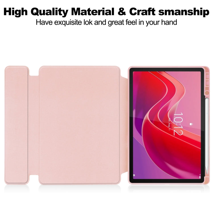 For Lenovo Tab M11/Xiaoxin Pad 11 2024 360 Rotation Transparent Smart Leather Case with Keyboard(Pink) - free shipping - PMC Jewellery - Order now!