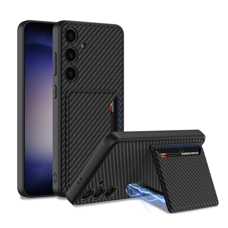 For Samsung Galaxy S24+ 5G GKK Ultra-thin Leather Card Slots Phone Case With Magnetic Holder(Carbon Fiber Texture) - Galaxy S24+ 5G Cases by GKK | Online Shopping South Africa | PMC Jewellery | Buy Now Pay Later Mobicred