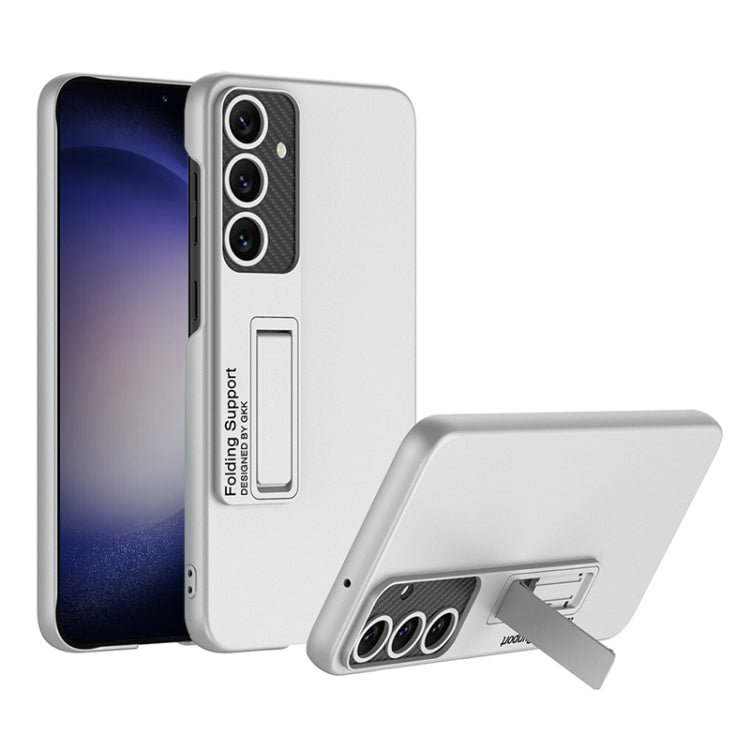 For Samsung Galaxy S24 5G GKK Ultra-thin Shockproof Phone Case with Holder(Silver) - Galaxy S24 5G Cases by GKK | Online Shopping South Africa | PMC Jewellery | Buy Now Pay Later Mobicred