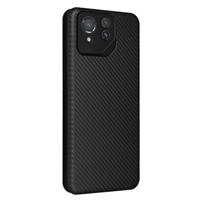 For ASUS ROG Phone 8 Pro Carbon Fiber Texture Flip Leather Phone Case(Black) - ASUS Cases by PMC Jewellery | Online Shopping South Africa | PMC Jewellery