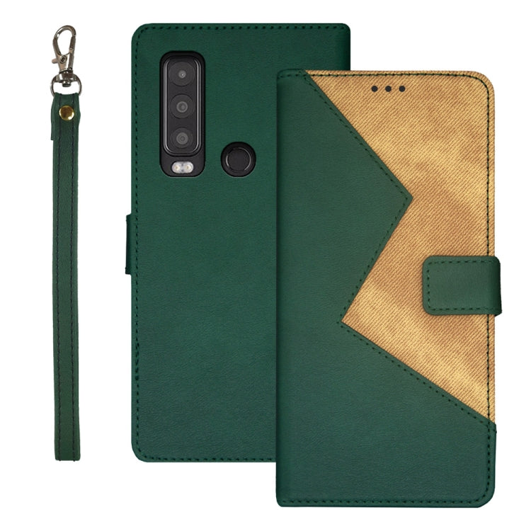 For CAT S75 idewei Two-color Splicing Leather Phone Case(Green) - More Brand by idewei | Online Shopping South Africa | PMC Jewellery | Buy Now Pay Later Mobicred