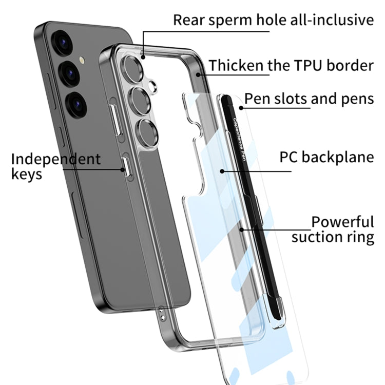 For Samsung Galaxy S24 5G GKK Space Frame Transparent PC + TPU Phone Case with Pen(Transparent) - Galaxy S24 5G Cases by GKK | Online Shopping South Africa | PMC Jewellery | Buy Now Pay Later Mobicred