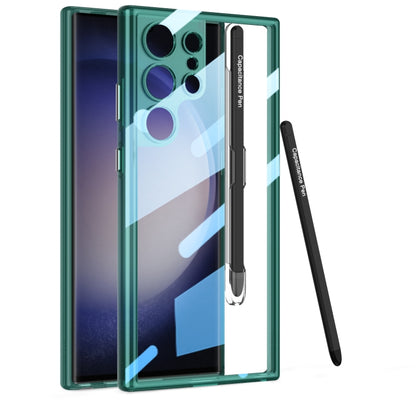 For Samsung Galaxy S24 Ultra 5G GKK Space Frame Transparent PC + TPU Phone Case with Pen(Transparent Green) - Galaxy S24 Ultra 5G Cases by GKK | Online Shopping South Africa | PMC Jewellery | Buy Now Pay Later Mobicred