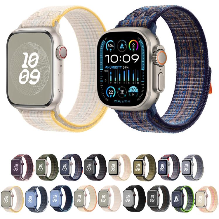 For Apple Watch Series 10 42mm / 9 41mm Loop Nylon Watch Band(Black Blue) - free shipping - PMC TechLife - Order now!