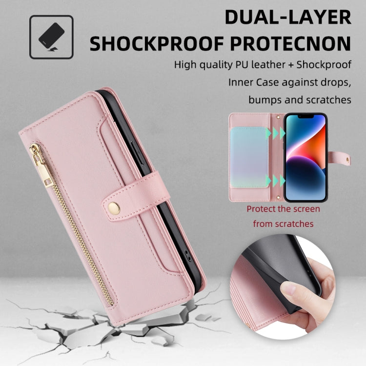 For Itel Vision 1 Pro Sheep Texture Cross-body Zipper Wallet Leather Phone Case(Pink) - More Brand by PMC TechLife | Online Shopping South Africa | PMC TechLife | Buy Now Pay Later Mobicred