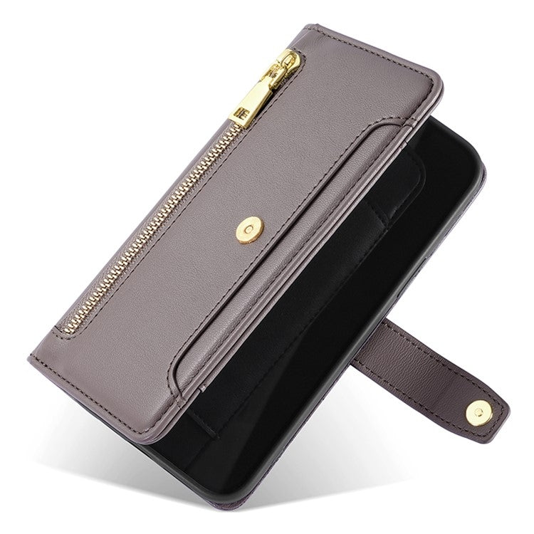 For Itel S24 4G Sheep Texture Cross-body Zipper Wallet Leather Phone Case(Grey) - More Brand by PMC TechLife | Online Shopping South Africa | PMC TechLife | Buy Now Pay Later Mobicred