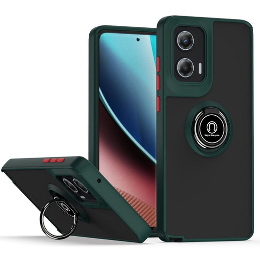 For Motorola Moto G Stylus 5G 2024 Q Shadow 1 Series TPU + PC Phone Case with Ring(Dark Green) - Motorola Cases by PMC Jewellery | Online Shopping South Africa | PMC Jewellery | Buy Now Pay Later Mobicred