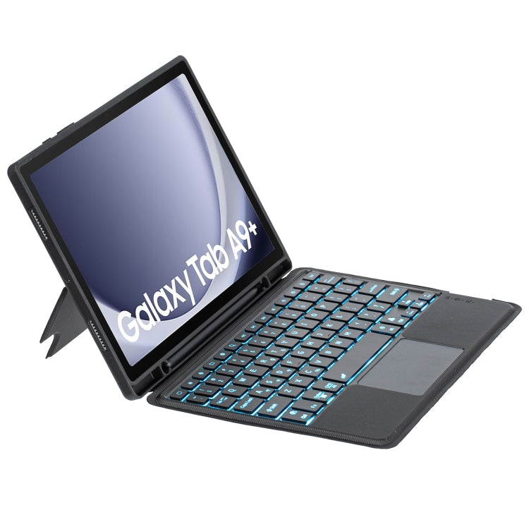 For Samsung Galaxy Tab A9+ X210 TA09B-AS Pen Tray Style Detachable Bluetooth Keyboard Leather Case with Touch Backlight(Black) - Samsung Keyboard by PMC TechLife | Online Shopping South Africa | PMC TechLife | Buy Now Pay Later Mobicred