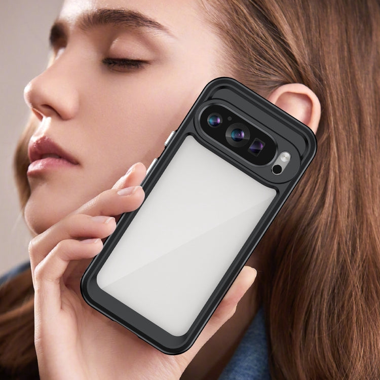 For Google Pixel 9 Colorful Series Acrylic Hybrid TPU Phone Case(Black) - Google Cases by PMC TechLife | Online Shopping South Africa | PMC TechLife | Buy Now Pay Later Mobicred