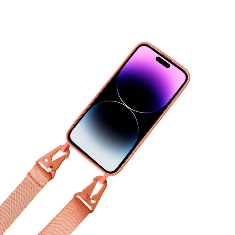 For iPhone 16 Card Slot Liquid Silicone Phone Case with Lanyard(Rose Red) - iPhone 16 Cases by PMC TechLife | Online Shopping South Africa | PMC TechLife | Buy Now Pay Later Mobicred