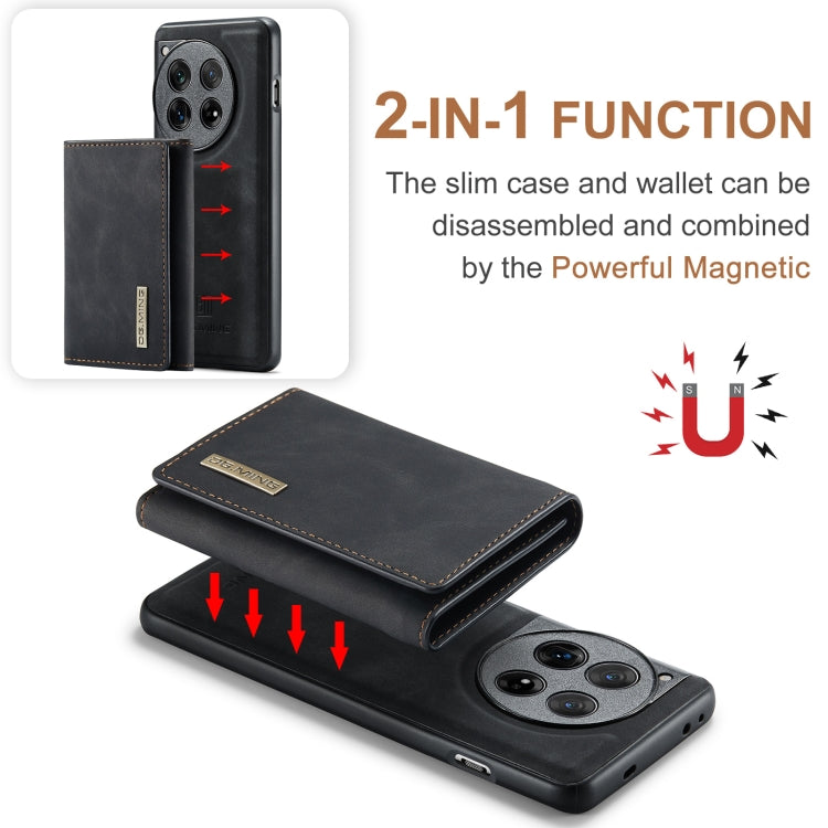 For OnePlus 12 DG.MING M1 Series 3-Fold Multi Card Wallet + Magnetic Phone Case(Black) - OnePlus Cases by DG.MING | Online Shopping South Africa | PMC TechLife | Buy Now Pay Later Mobicred