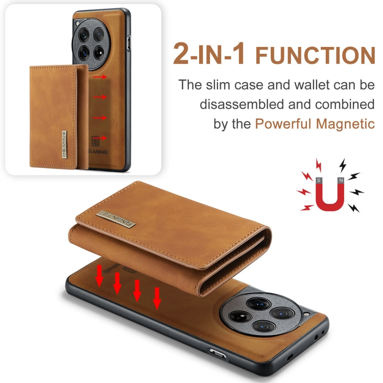 For OnePlus 12 DG.MING M1 Series 3-Fold Multi Card Wallet + Magnetic Phone Case(Brown) - OnePlus Cases by DG.MING | Online Shopping South Africa | PMC TechLife | Buy Now Pay Later Mobicred