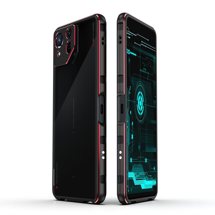 For ASUS ROG Phone 8 Lens Protector + Metal Frame Phone Case(Black Red) - ASUS Cases by PMC TechLife | Online Shopping South Africa | PMC TechLife | Buy Now Pay Later Mobicred