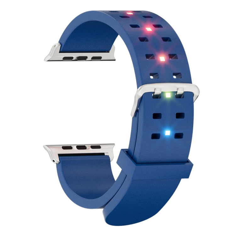 For Apple Watch SE 2023 44mm Luminous Colorful Light Silicone Watch Band(Blue) - Watch Bands by PMC Jewellery | Online Shopping South Africa | PMC Jewellery