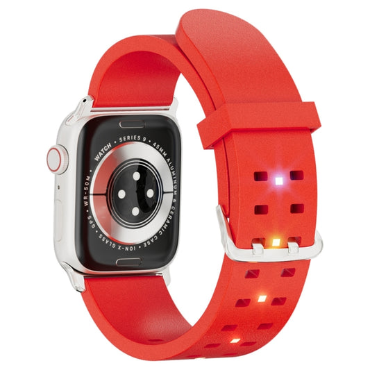 For Apple Watch SE 2023 44mm Luminous Colorful Light Silicone Watch Band(Red) - Watch Bands by PMC Jewellery | Online Shopping South Africa | PMC Jewellery