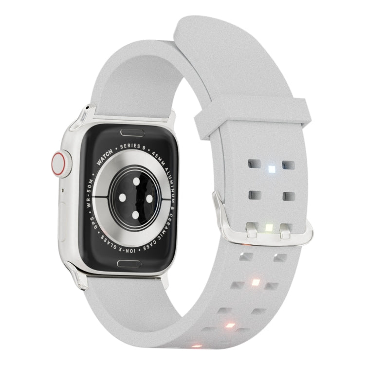 For Apple Watch Series 8 41mm Luminous Colorful Light Silicone Watch Band(Light Grey) - Watch Bands by PMC TechLife | Online Shopping South Africa | PMC TechLife